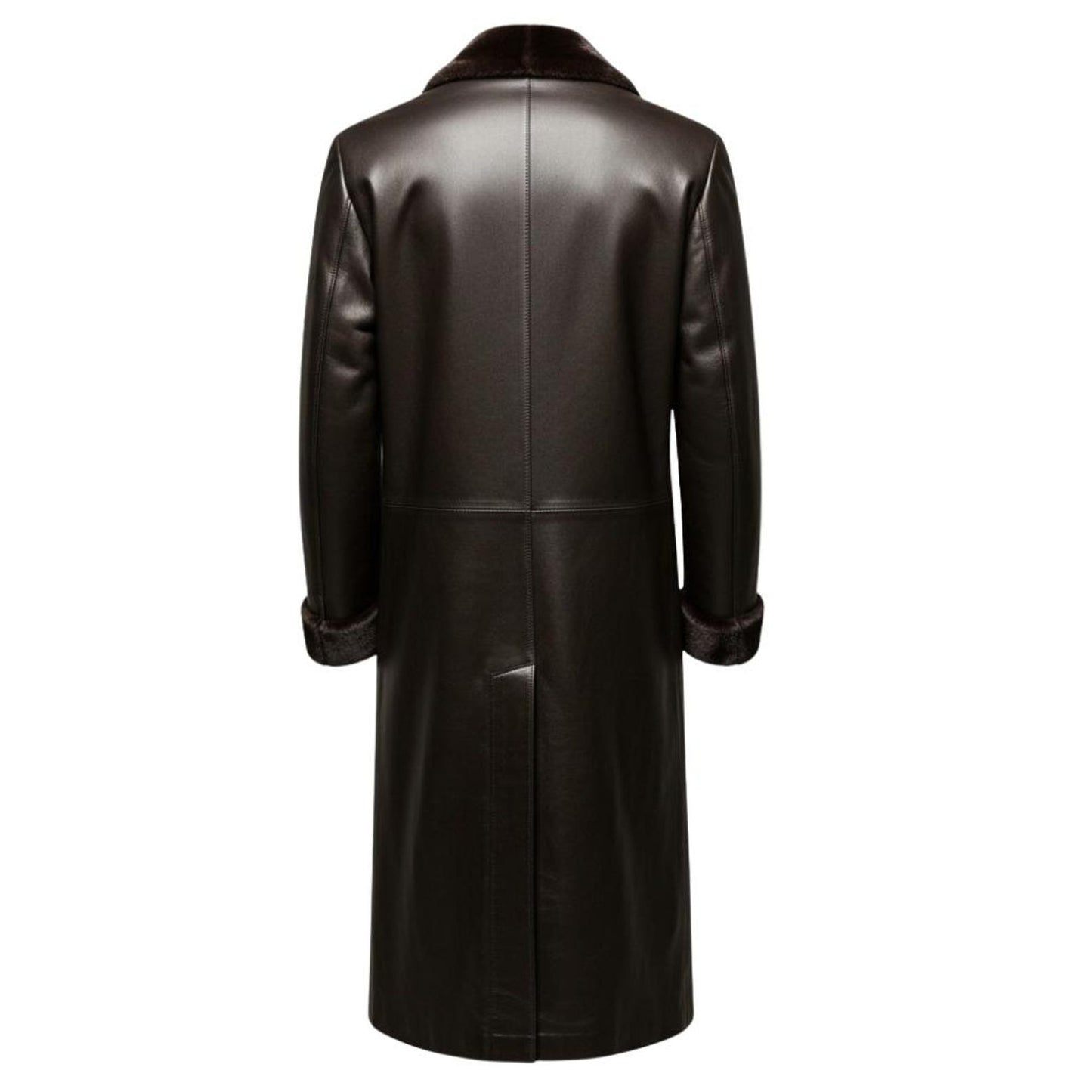 Men’s Vintage Genuine Leather Shearling Lined Trench Coat – Gothic Steampunk Style