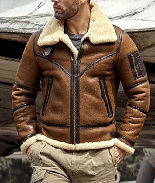Men’s B3 Aviator Flight Shearling Leather Bomber Jacket