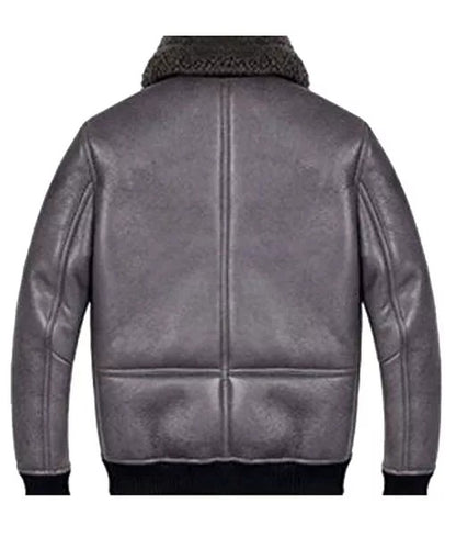 Men’s B2 Grey Shearling Aviator Leather Bomber Jacket