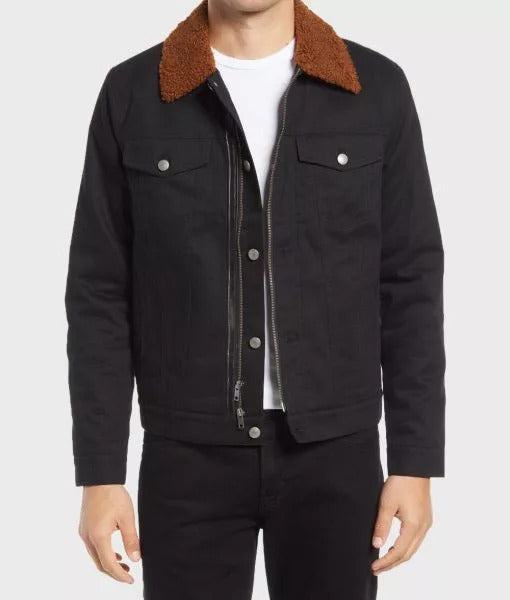 Men’s Black Cotton Classic Trucker Jacket