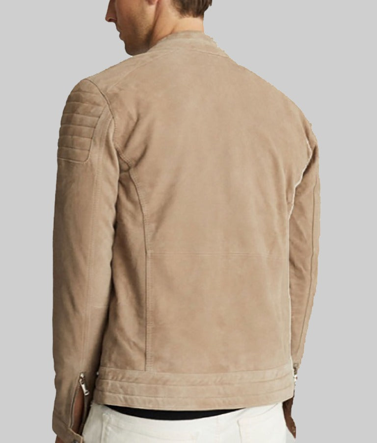 Brooka Men’s Brown Real Leather Café Racer Jacket