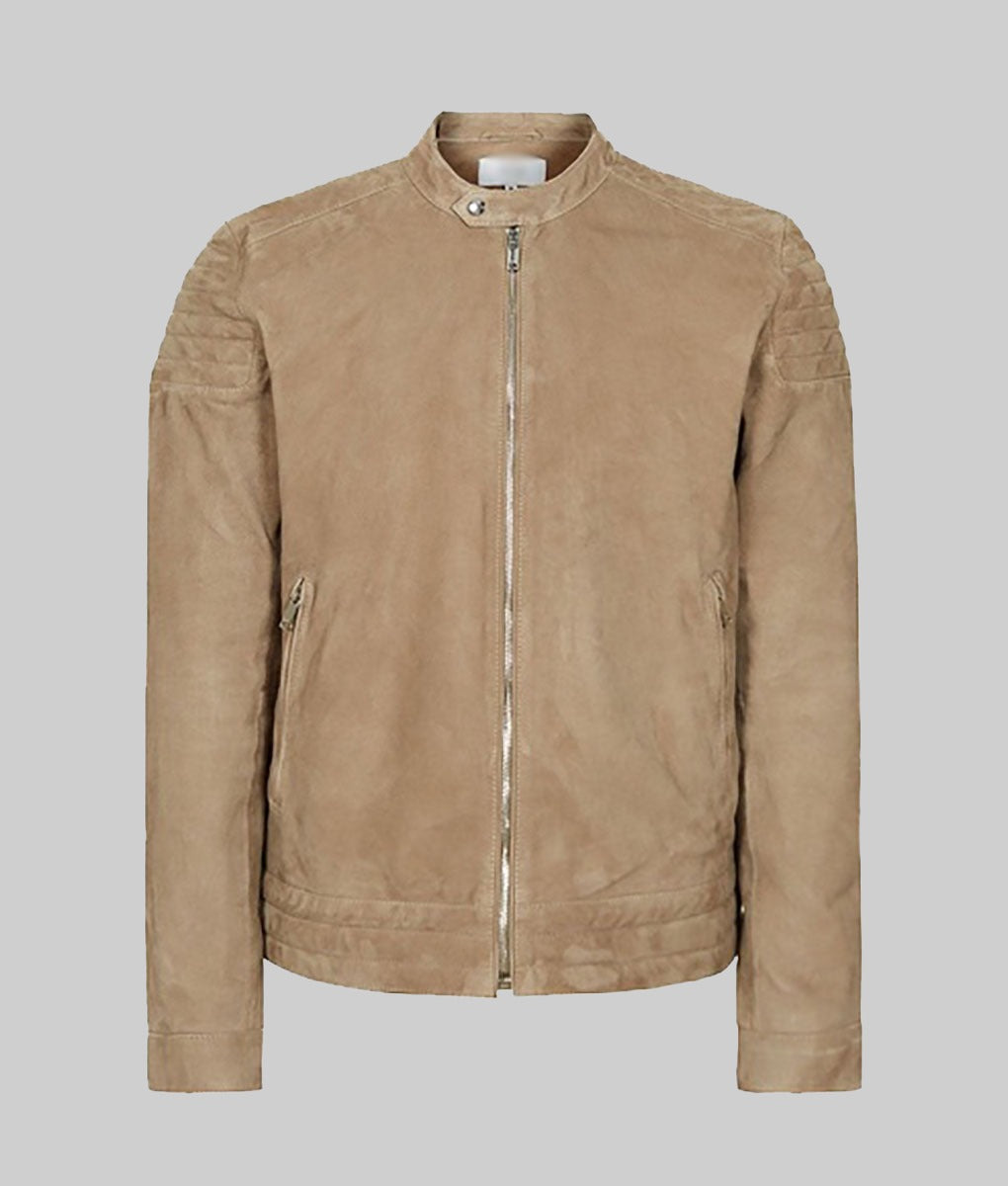 Brooka Men’s Brown Real Leather Café Racer Jacket