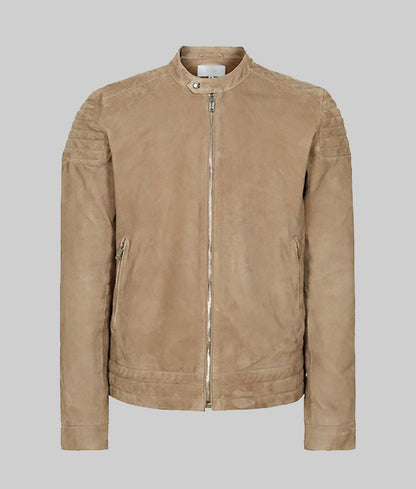 Brooka Men’s Brown Real Leather Café Racer Jacket