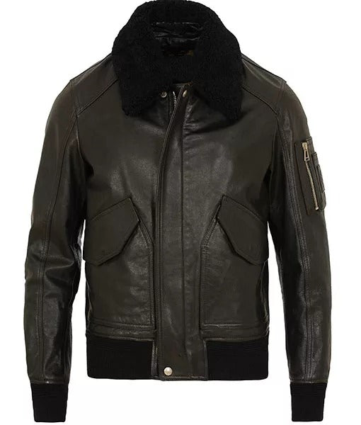 Men’s Burito Brown Shearling Aviator Leather Jacket