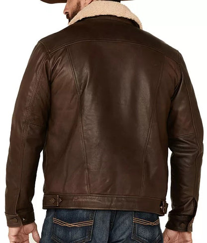 Men’s Dark Brown Classic Leather Trucker Jacket