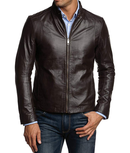 Men’s Dark Brown Casual Leather Jacket