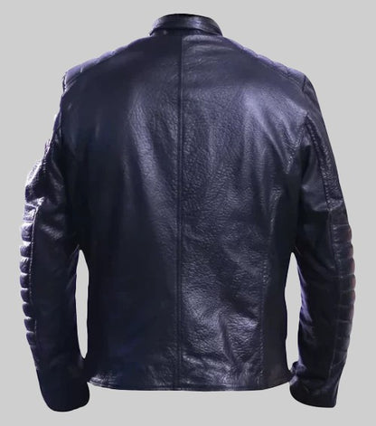 Men’s Blue Leather David Café Racer Jacket


