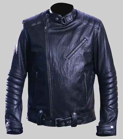 Men’s Blue Leather David Café Racer Jacket

