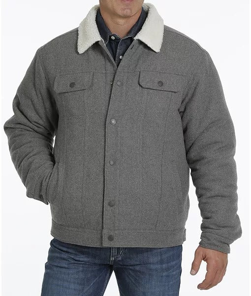 Men’s Grey Wool Blend Classic Trucker Jacket

