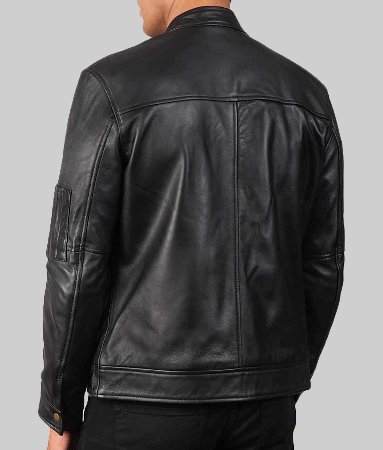 Hank Men’s Black Real Leather Café Racer Jacket