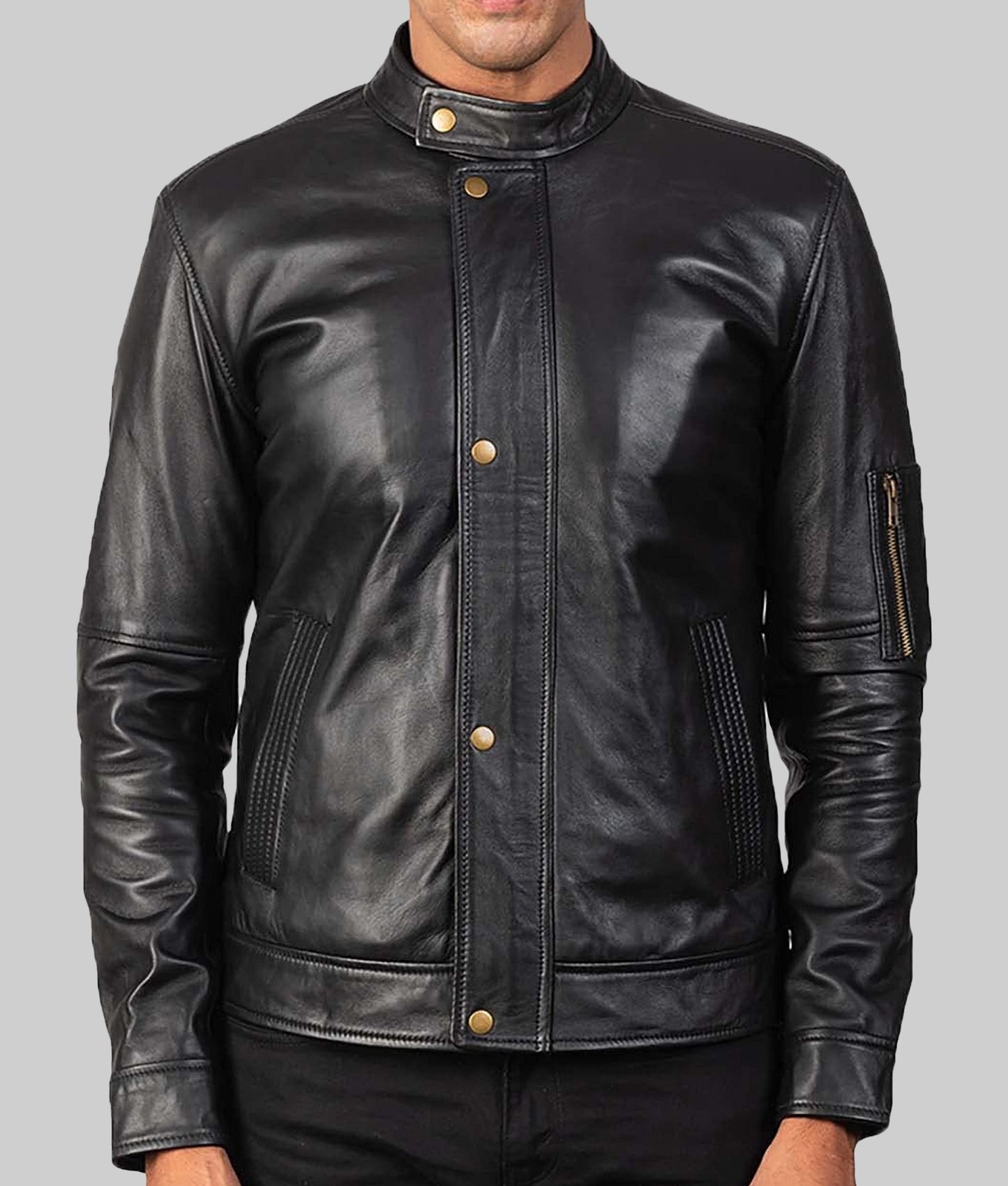 Hank Men’s Black Real Leather Café Racer Jacket