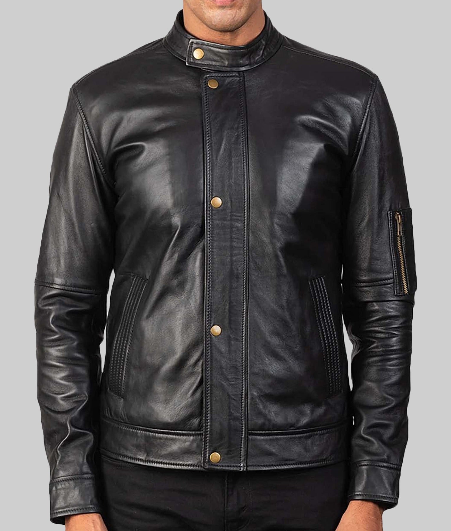 Hank Men’s Black Real Leather Café Racer Jacket