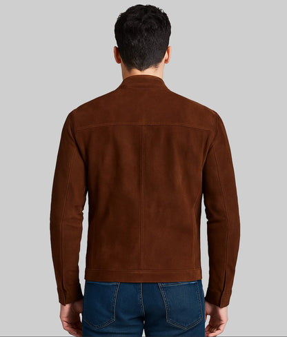 Micke Men’s Brown Real Leather Café Racer Jacket
