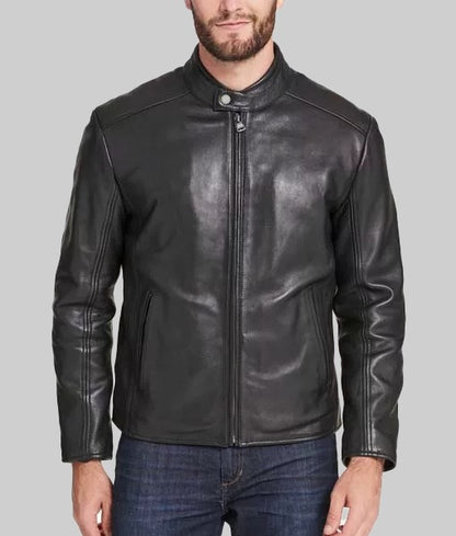 Men’s Minimalist Black Smooth Real Leather Jacket