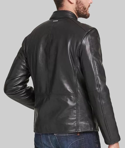 Men’s Minimalist Black Smooth Real Leather Jacket