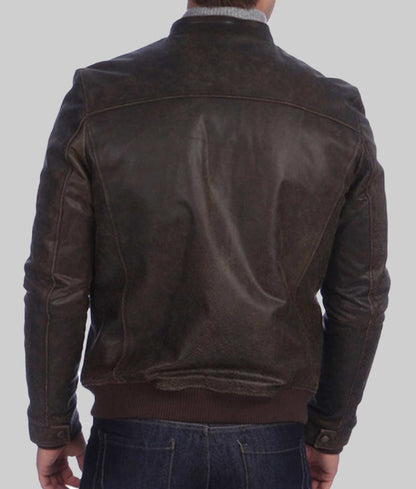 San Antonio Men’s Brown Real Leather Café Racer Jacket