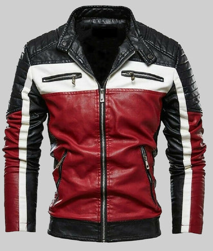 Men’s Slim Fit Black Leather Biker Jacket
