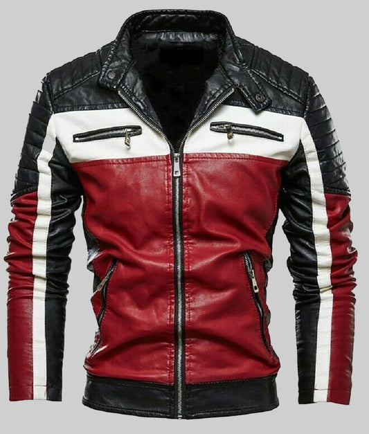Men’s Slim Fit Black Leather Biker Jacket
