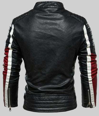 Men’s Slim Fit Black Leather Biker Jacket