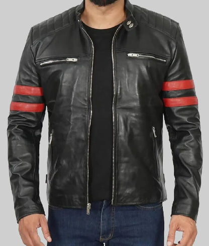 Men’s Black Leather Solomon Café Racer Jacket