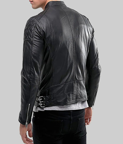 Men’s Stylish Black Leather Café Racer Jacket