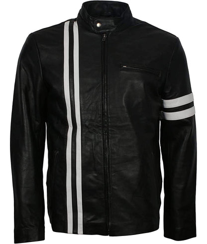 Torreto Men’s Black Real Leather Café Racer Jacket