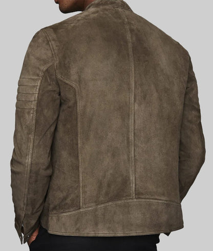 Ziley Men’s Black Real Leather Café Racer Jacket