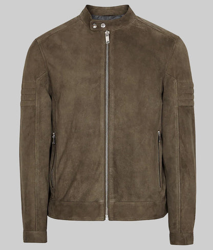 Ziley Men’s Black Real Leather Café Racer Jacket