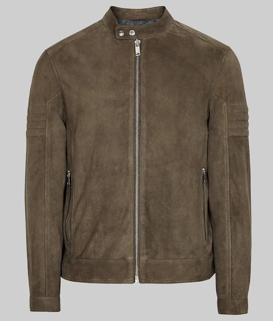 Ziley Men’s Black Real Leather Café Racer Jacket