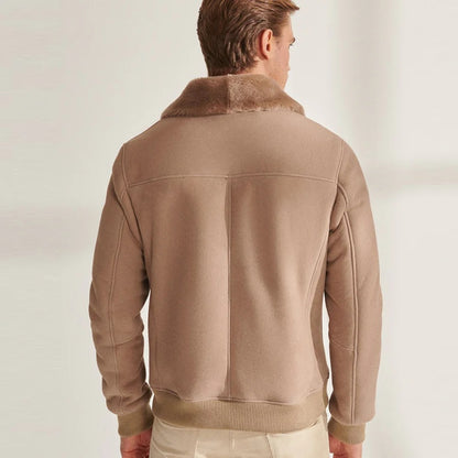 Men’s B-3 Shearling Aviator Leather Bomber Jacket