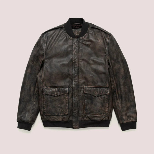Men’s B-3 Black Shearling Pilot Flying Leather Bomber Jacket