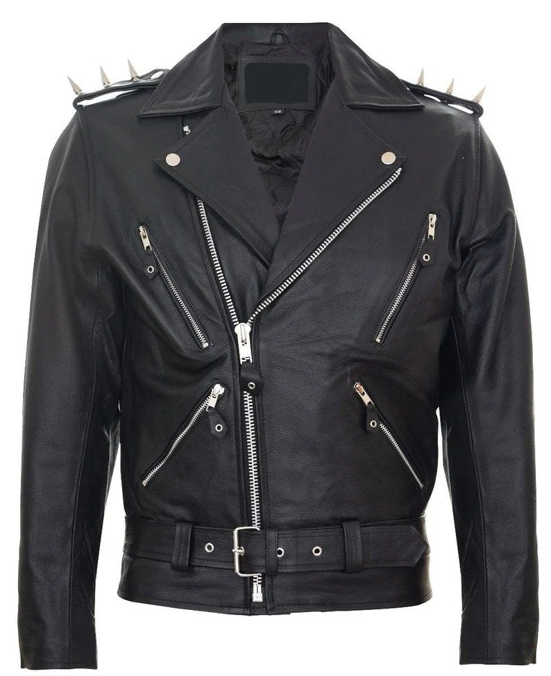 Men's Brando Ghost Rider Punk Leather Biker Jacket - Edgy Style