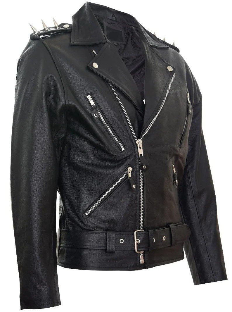 Men's Brando Ghost Rider Punk Leather Biker Jacket - Edgy Style