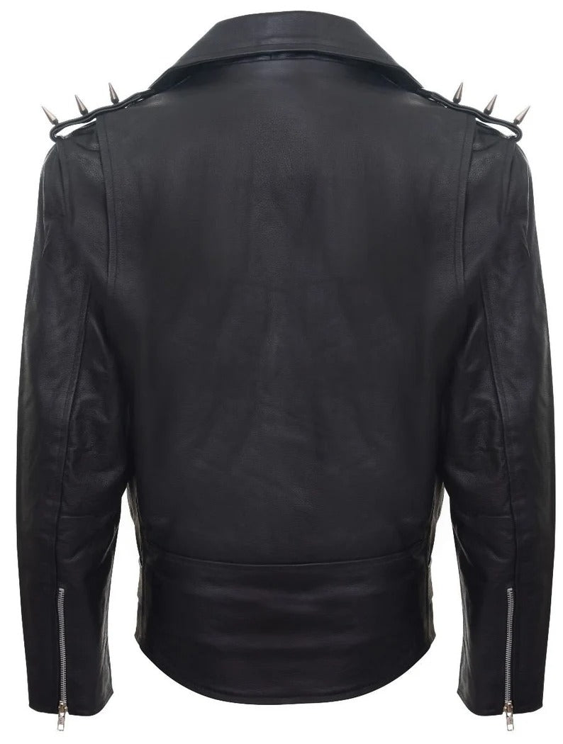 Men's Brando Ghost Rider Punk Leather Biker Jacket - Edgy Style