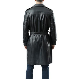 Men's Premium Double-Breasted Black Lambskin Leather Coat - Timeless Elegance