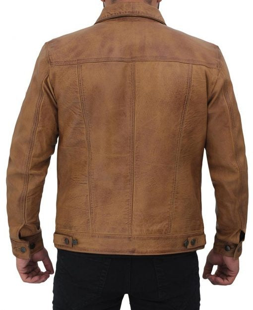 Men's Tan Trucker Jacket - Classic Style