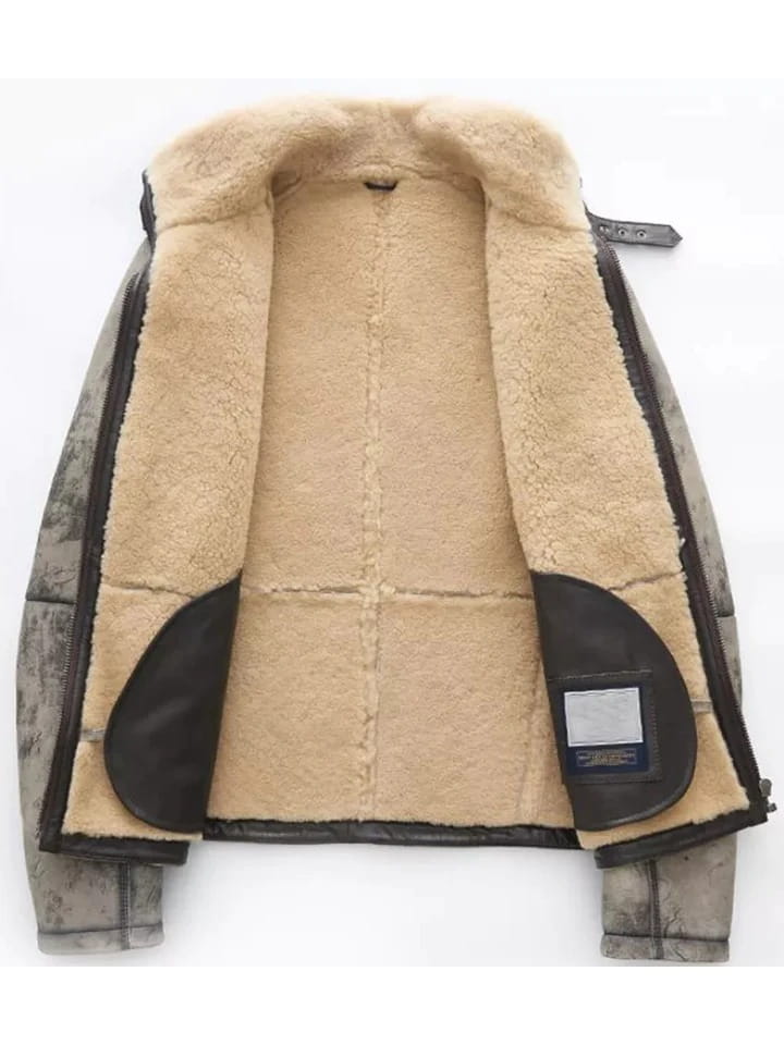 Men's Aviator B3 Flight Shearling Bomber Jacket Inner View