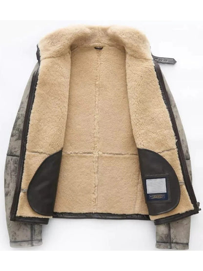 Men's Aviator B3 Flight Shearling Bomber Jacket Inner View