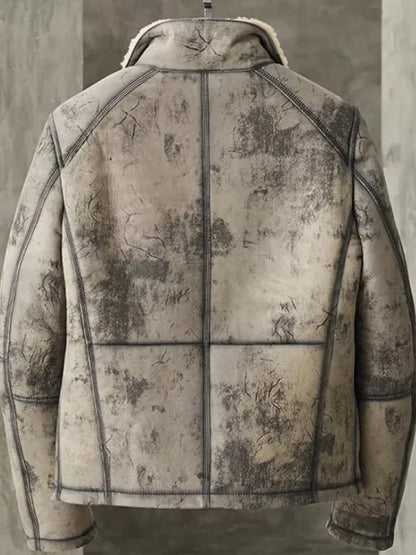 Men's Aviator B3 Flight Shearling Bomber Jacket Back View