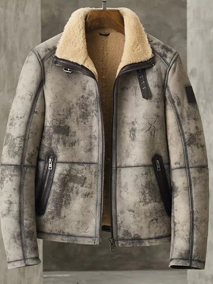 Men's Aviator B3 Flight Shearling Bomber Jacket Front Detail