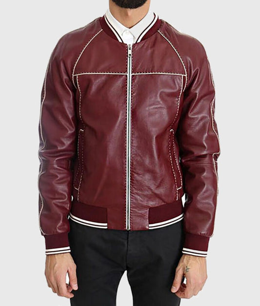 Holt Men’s Red Leather Varsity Jacket