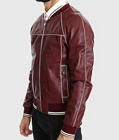 Holt Men’s Red Leather Varsity Jacket
