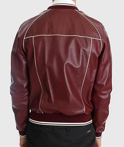 Holt Men’s Red Leather Varsity Jacket – Classic Letterman Style Outerwear