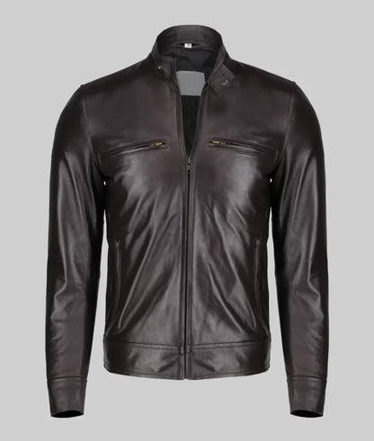 Nero Men’s Brown Café Racer Leather Jacket
