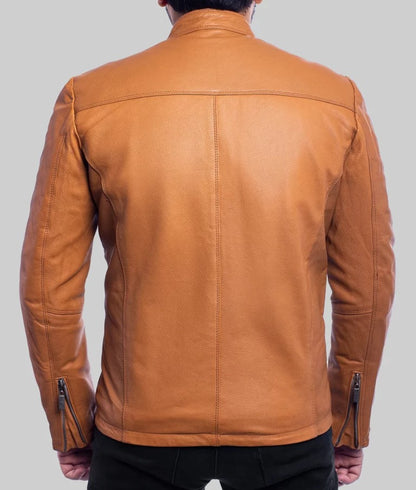 Nero Men’s Tan Biker Leather Jacket