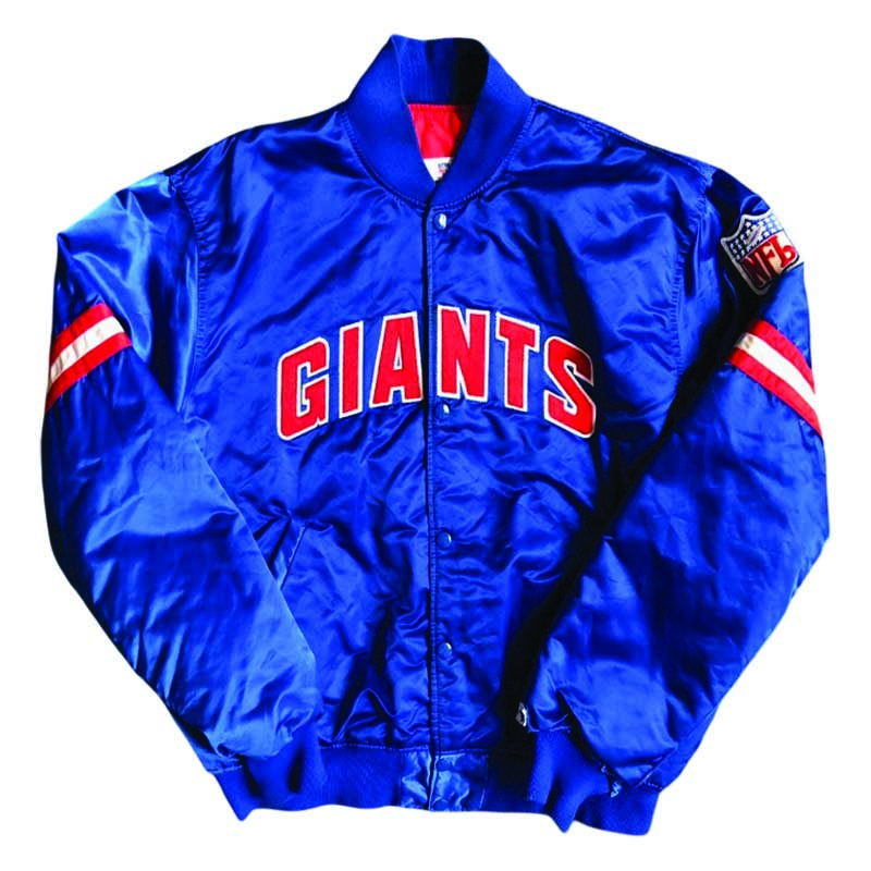New York Giants Blue and White Satin Varsity Jacket
