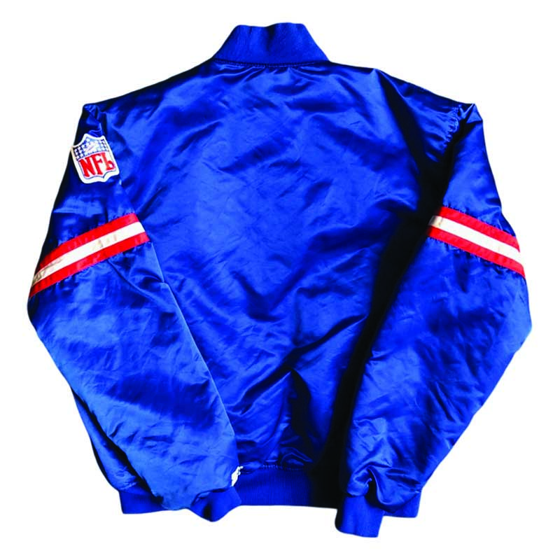 New York Giants Blue and White Satin Varsity Jacket