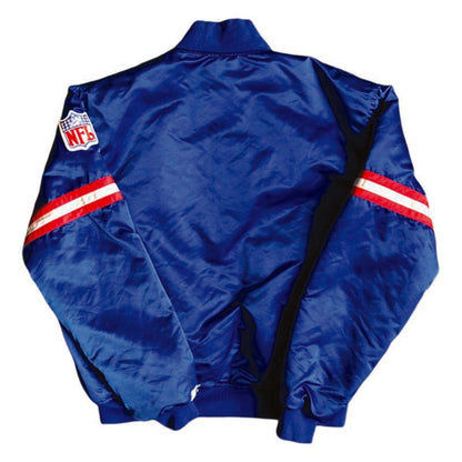 New York Giants Blue and White Satin Varsity Jacket