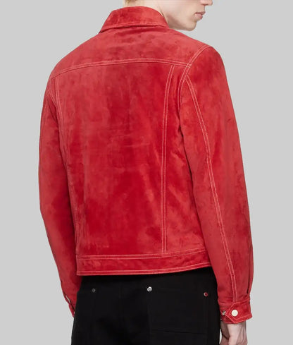Nick Jonas Inspired Red Velvet Bomber Jacket