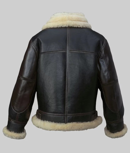 Orban Men’s Black Shearling B-3 Bomber Leather Jacket